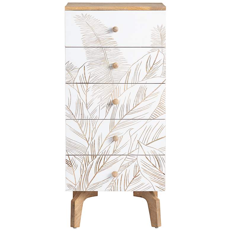 Image 1 Seaside 20"W White and Natural Wood 5-Drawer Accent Cabinet