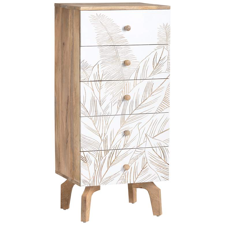 Image 2 Seaside 20"W White and Natural Wood 5-Drawer Accent Cabinet more views