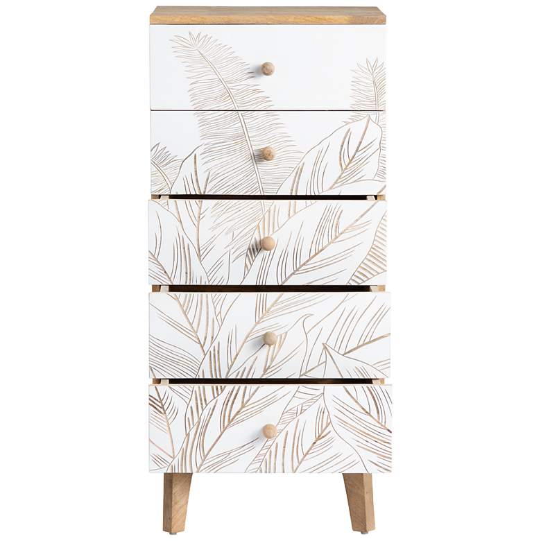 Image 3 Seaside 20"W White and Natural Wood 5-Drawer Accent Cabinet more views