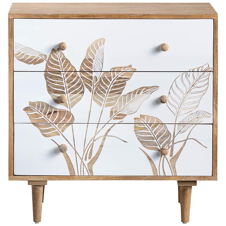 Image 1 Seaside 30" Wide White and Natural Wood 3-Drawer Chest