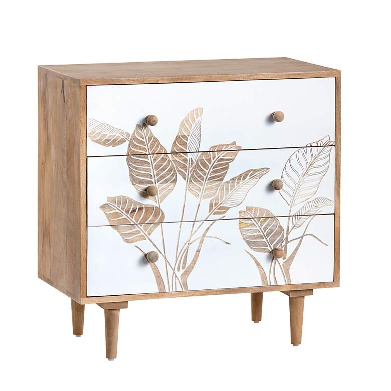Image 2 Seaside 30" Wide White and Natural Wood 3-Drawer Chest more views