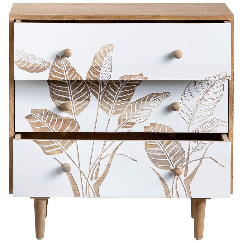 Image 3 Seaside 30" Wide White and Natural Wood 3-Drawer Chest more views