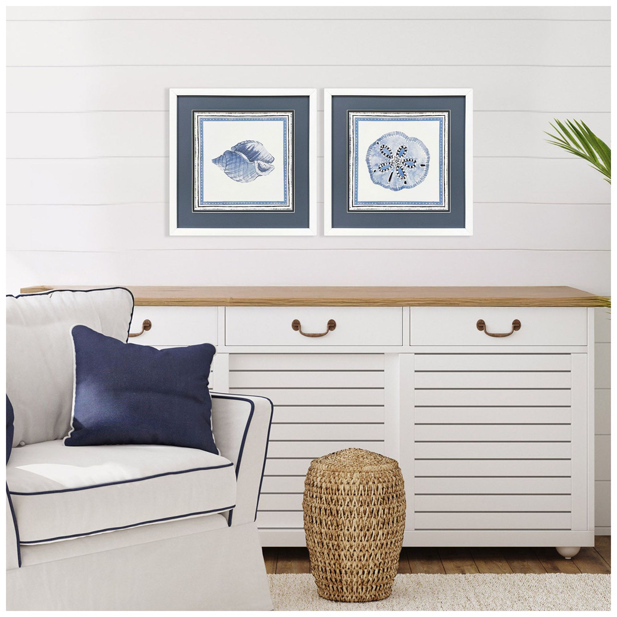 Image 4 Seaside Blues I 17"W x 17"H Framed Art Set of 2 more views