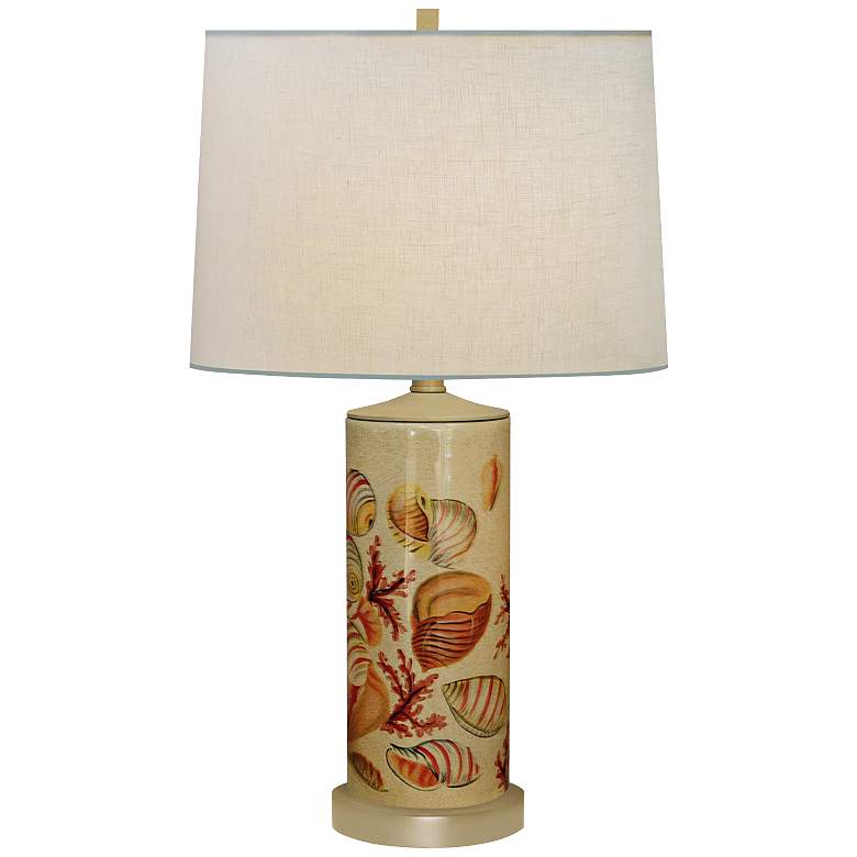 Image 1 Seaside Column Hand-Painted Porcelain Table Lamp