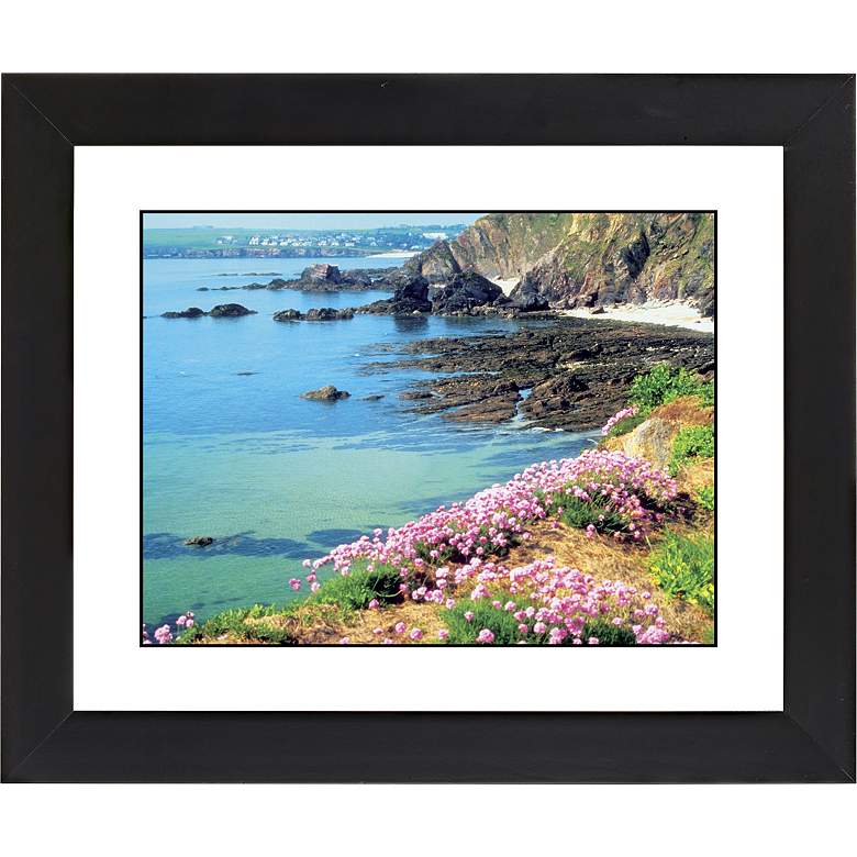 Image 1 Seaside Flowers Black Frame Giclee 23 1/4 inch Wide Wall Art