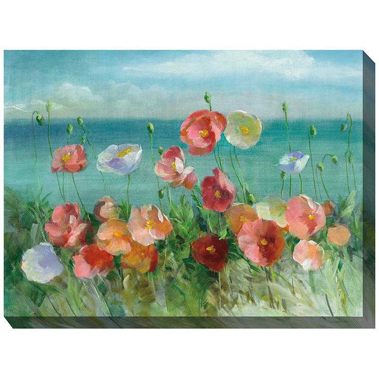 Image 2 Seaside Poppies 40" Wide Rectangular Outdoor Canvas Wall Art