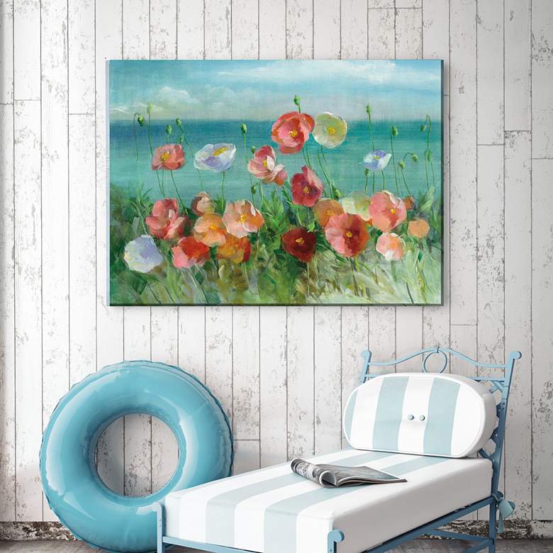Image 3 Seaside Poppies 40" Wide Rectangular Outdoor Canvas Wall Art more views