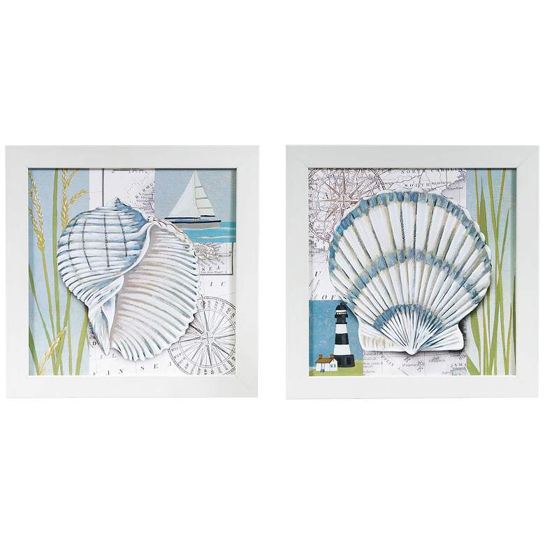 Image 1 Seaside Shells I And II 2-Piece 14 inch Square Wall Art Set