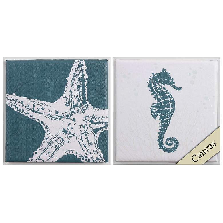 Image 1 Seaside Style A 9"W x 9"H Canvas Set of 2