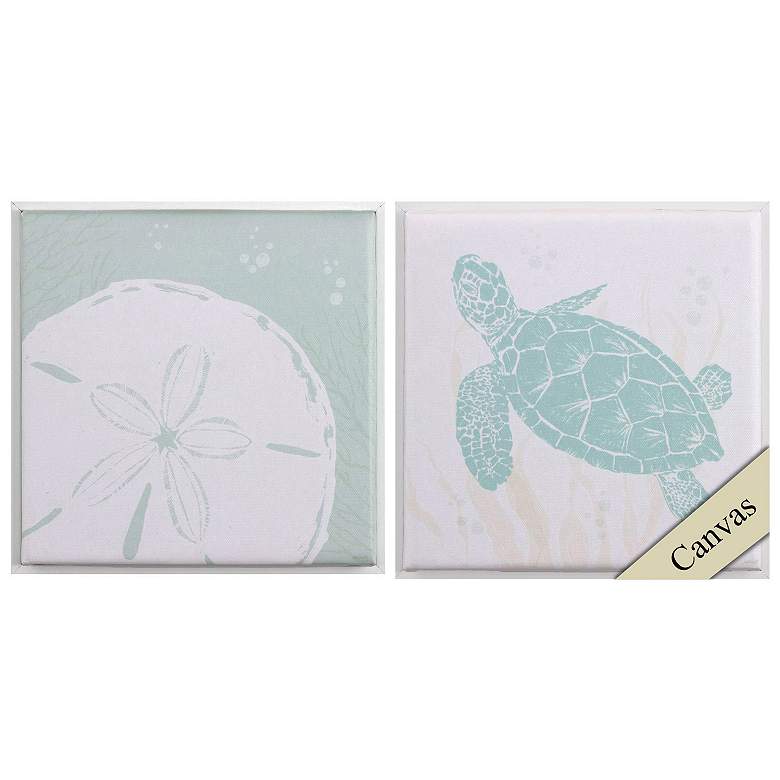 Image 1 Seaside Style B 9"W x 9"H Canvas Set of 2