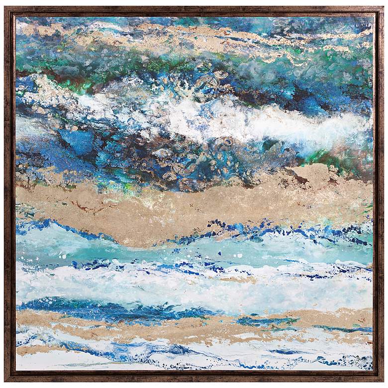 Image 1 Seaside Waves 38 inch Square Framed Canvas Wall Art
