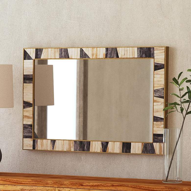 Image 2 Season Gray and Ivory 26" x 38" Rectangular Wall Mirror