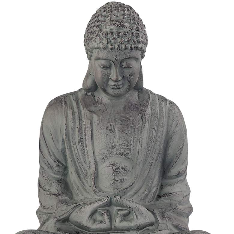 Image 2 Seated Buddha 21" High Distressed Dark Gray Large Garden Statue more views
