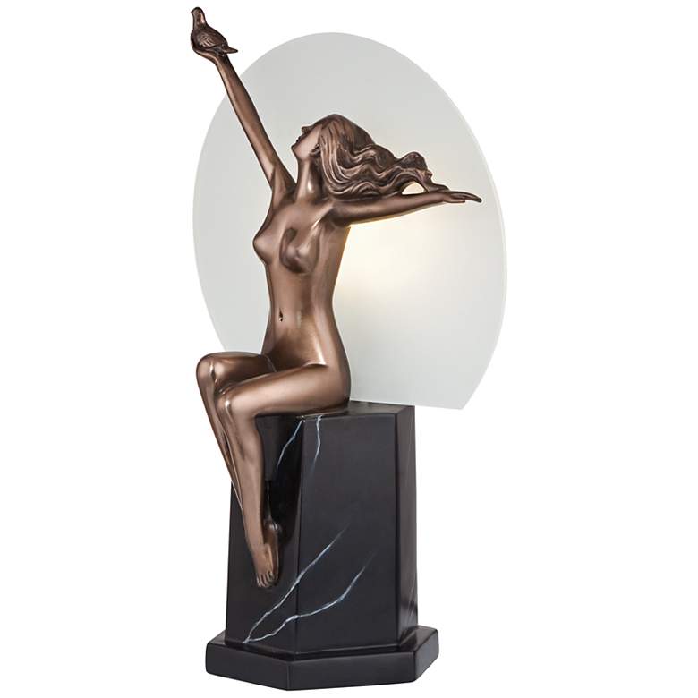 Image 1 Seated Figure with Dove 14 1/2 inch High LED Accent Lamp