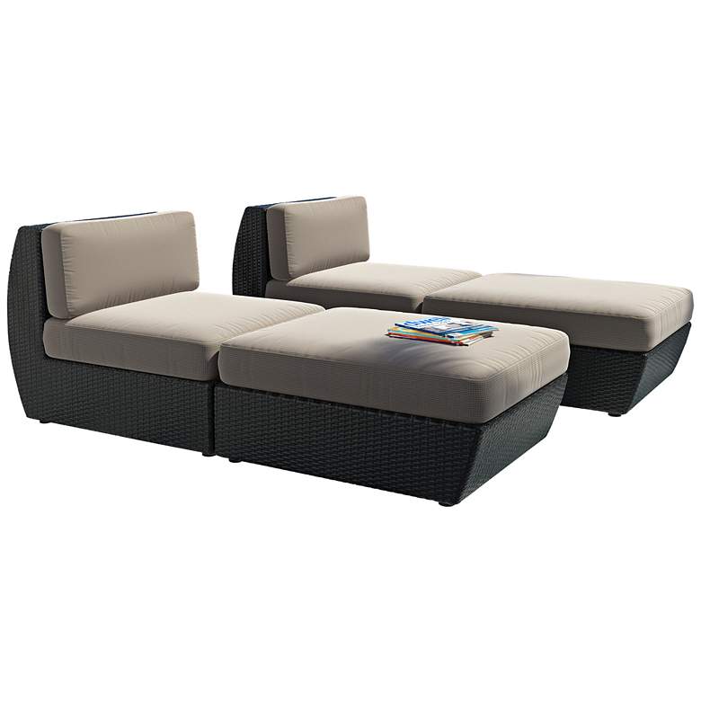 Image 1 Seattle Black Weave Gray Cushion 4-Piece Patio Lounge Set