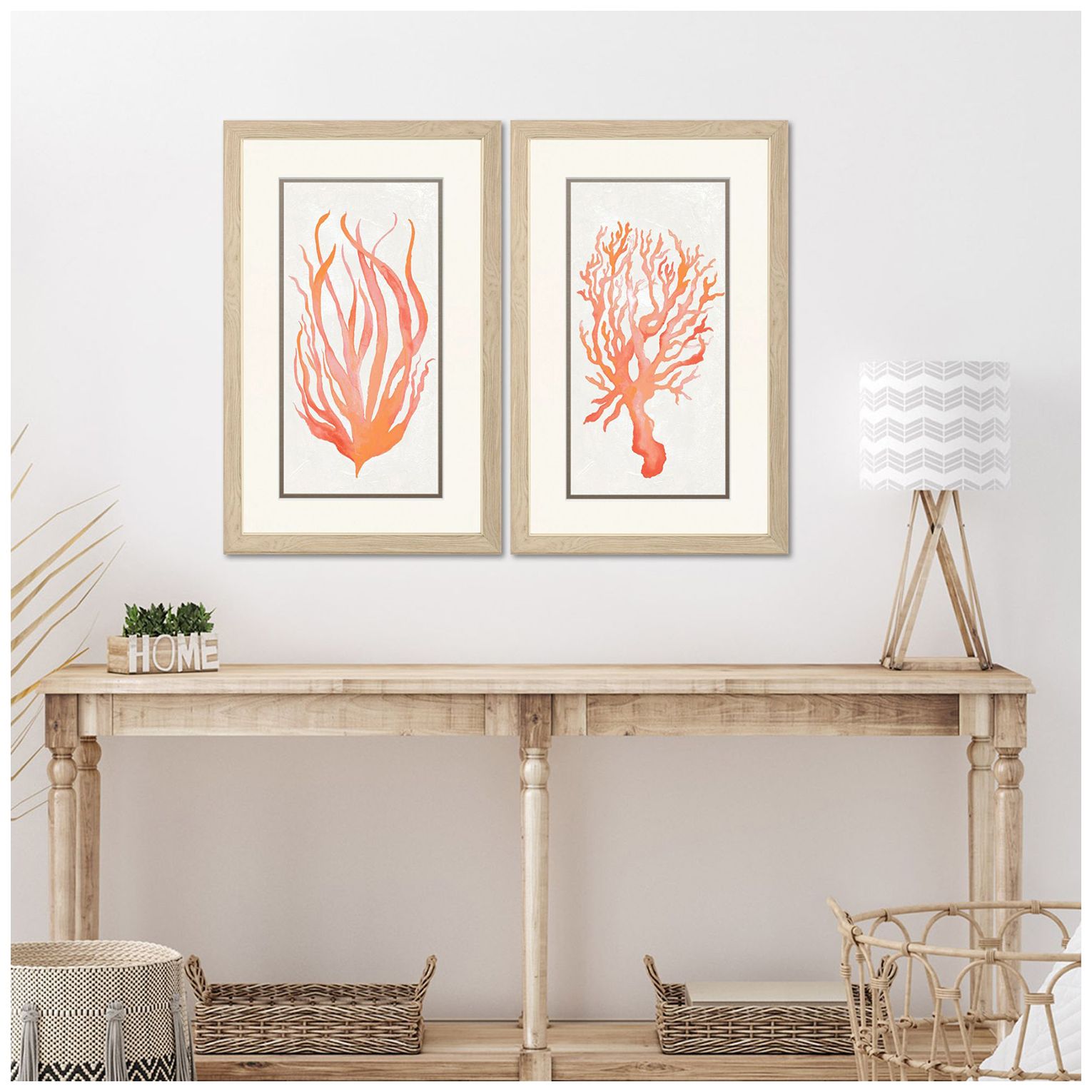 Image 4 Seaweed Coral 21"W x 33"H Framed Art Set of 2 more views