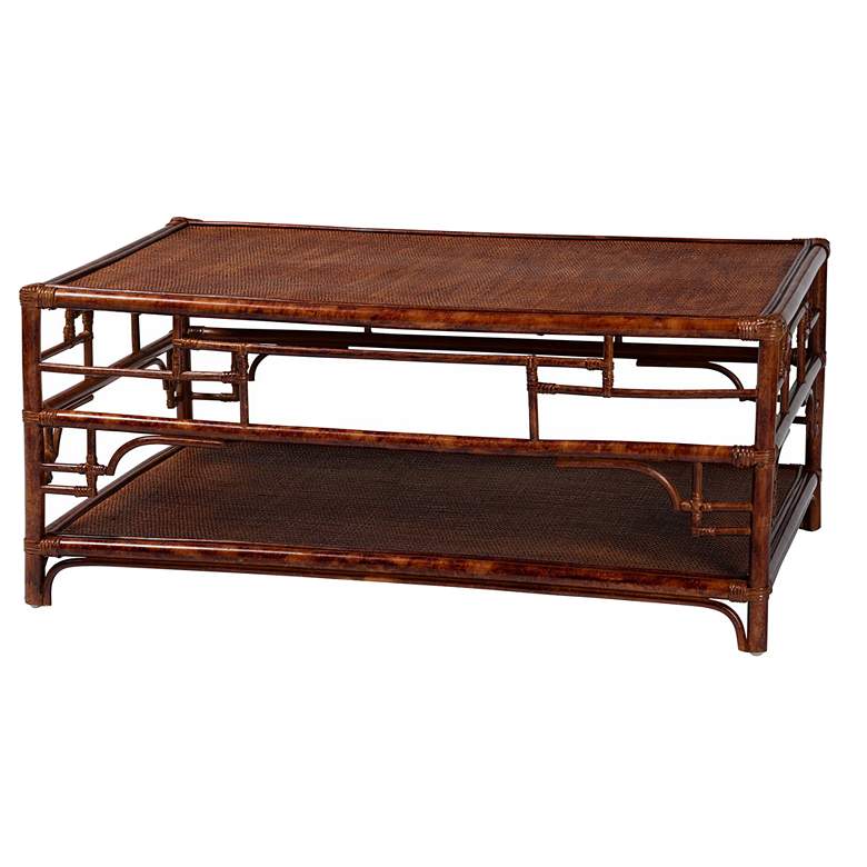 Image 2 Sebalio 42" Wide Tortoise Natural Rattan Coffee Table