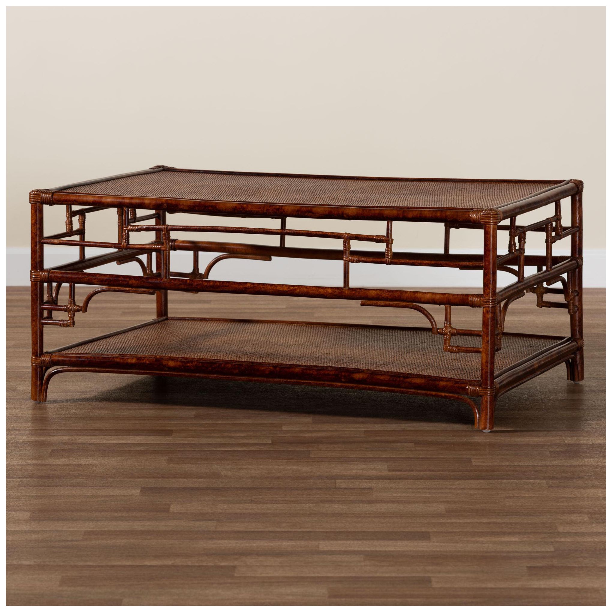 Sebalio 42" Wide Tortoise Natural Rattan Coffee Table