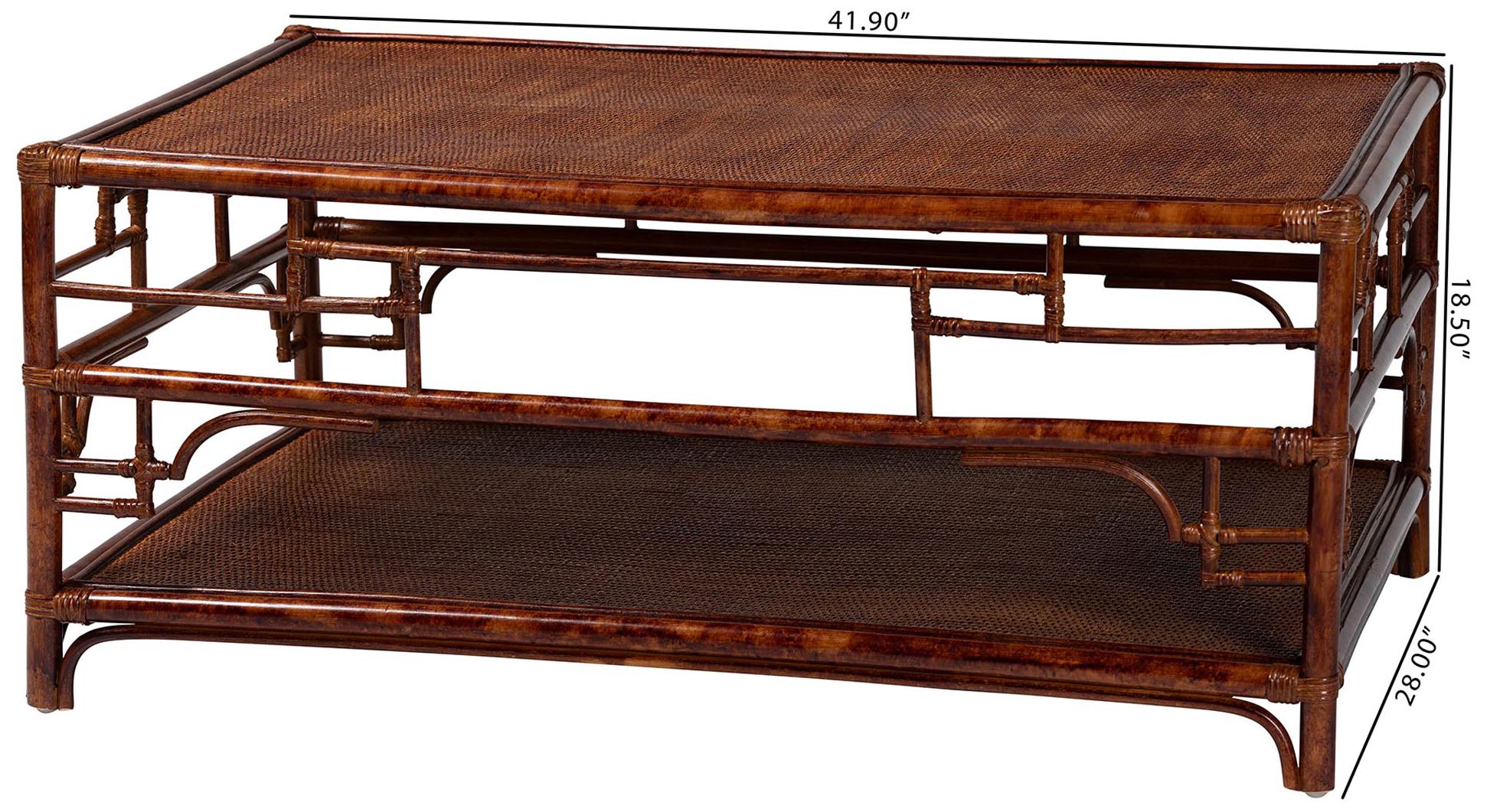 Sebalio 42" Wide Tortoise Natural Rattan Coffee Table