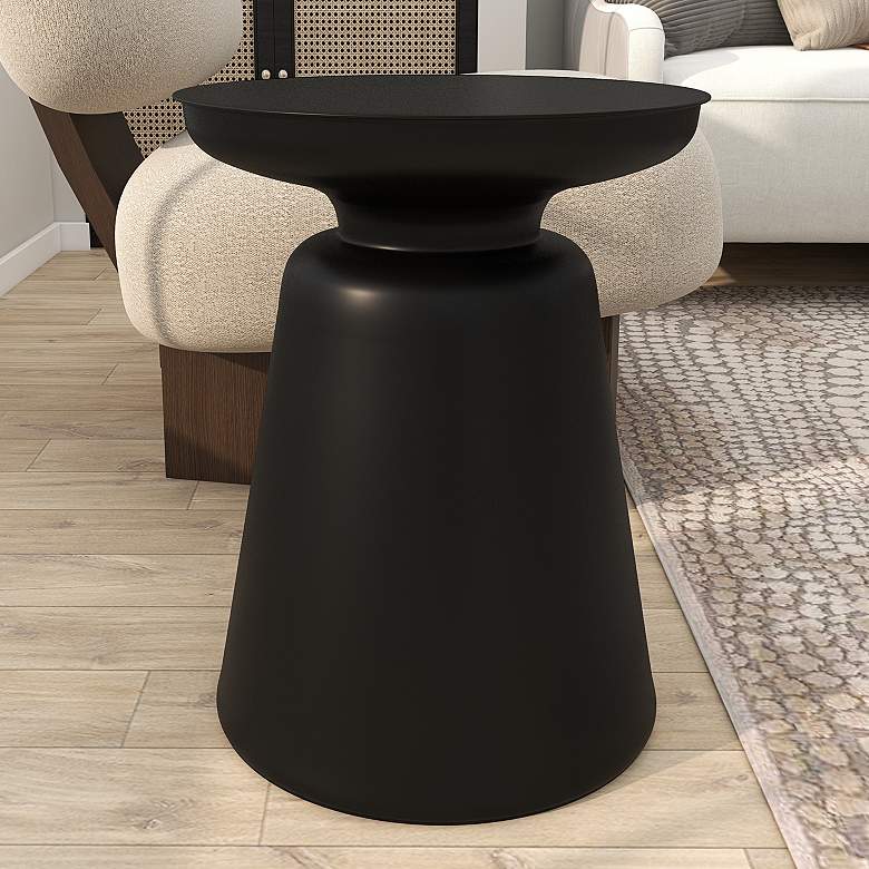 Image 1 Sebastapol 15" Wide Black Iron Round Accent Table