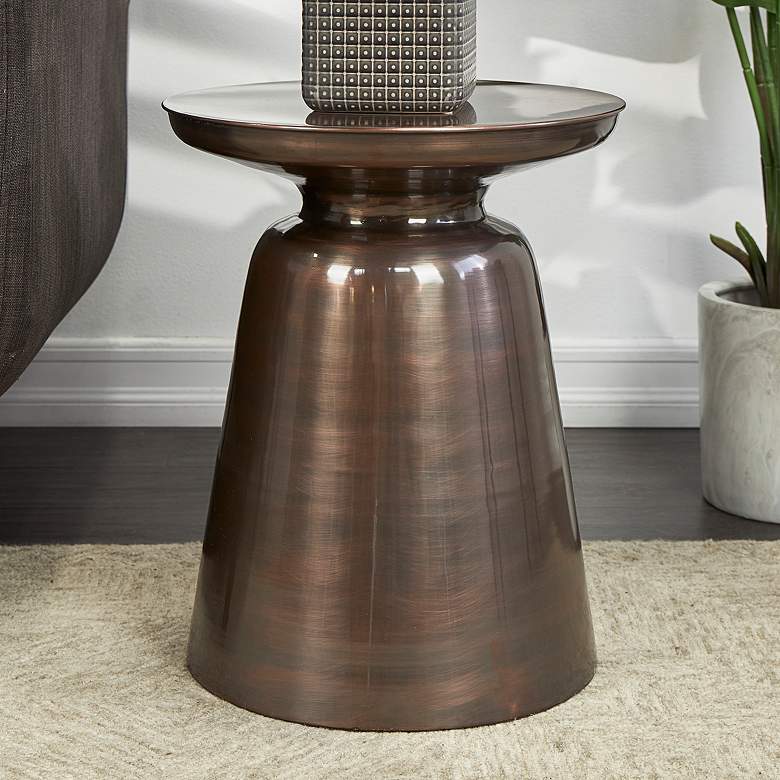 Image 1 Sebastapol 15" Wide Dark Copper Iron Round Accent Table