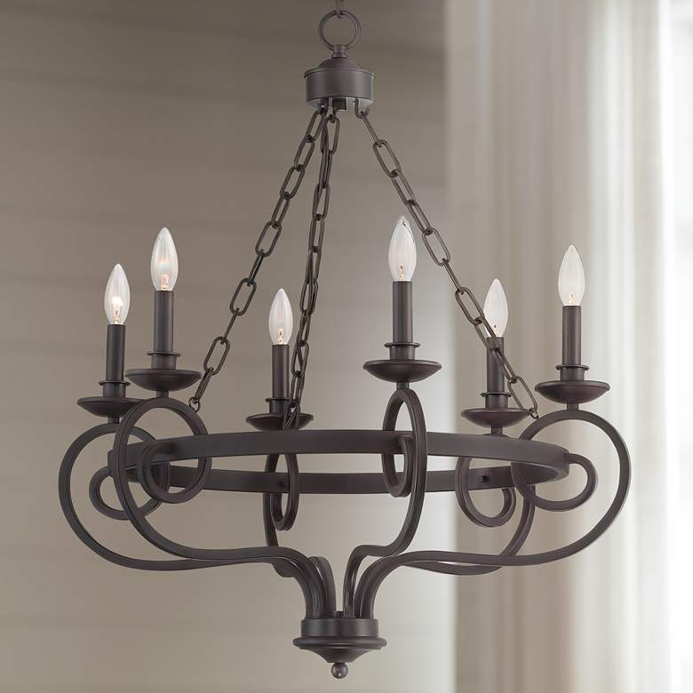 Image 1 Sebastian 26 3/4"W Bronze Transitional 6-Light Chandelier