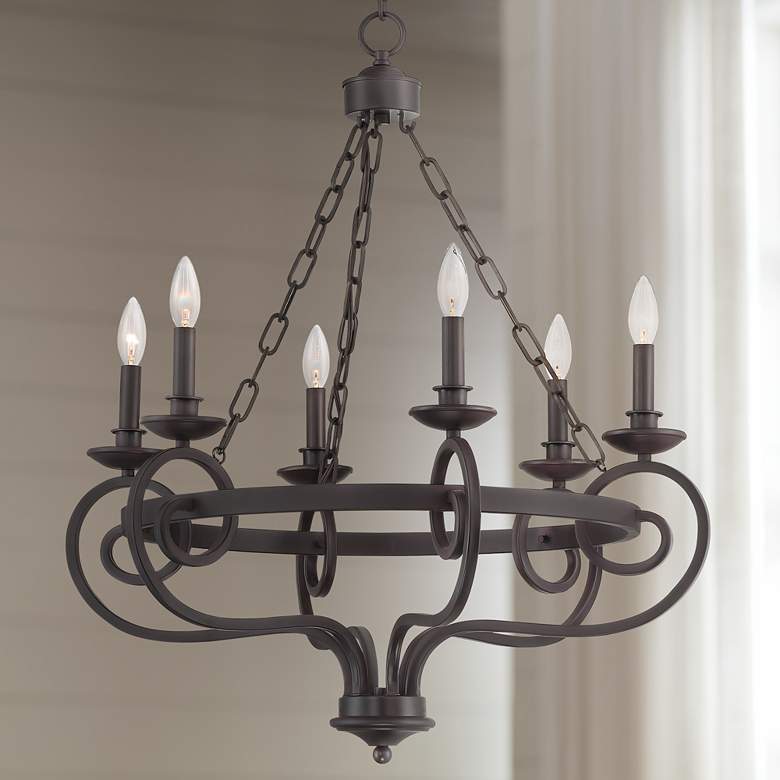 Image 1 Sebastian 26 3/4 inchW Bronze Transitional 6-Light Chandelier