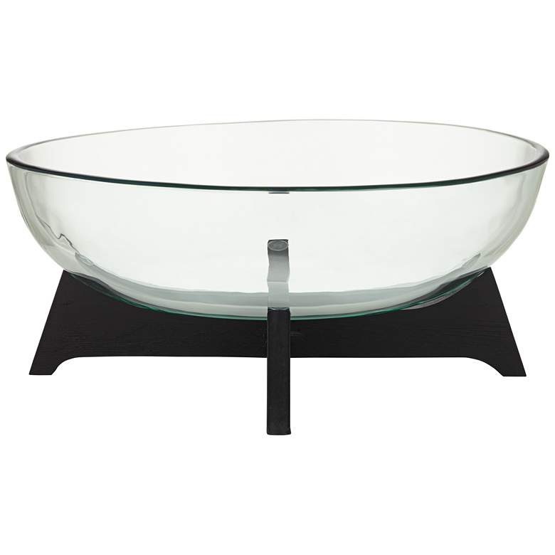 Image 2 Sebastian Black Wood and Clear Glass Oval Decorative Bowl