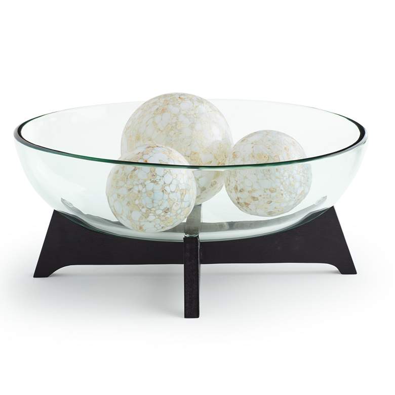 Image 1 Sebastian Black Wood and Clear Glass Oval Decorative Bowl