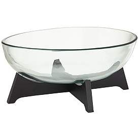 Image4 of Sebastian Black Wood and Clear Glass Oval Decorative Bowl more views