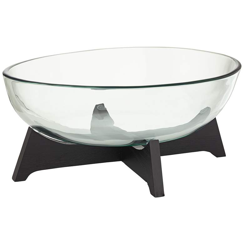 Image 4 Sebastian Black Wood and Clear Glass Oval Decorative Bowl more views