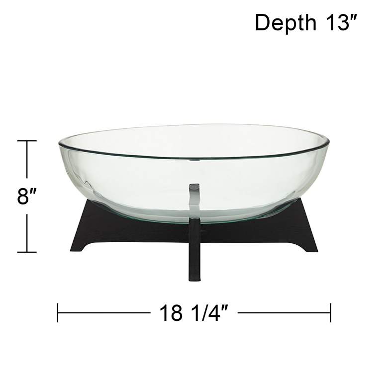 Image 7 Sebastian Black Wood and Clear Glass Oval Decorative Bowl more views