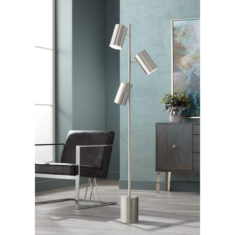 Image 1 Sebring Satin Nickel Adjustable 3-Light Trac Tree Floor Lamp