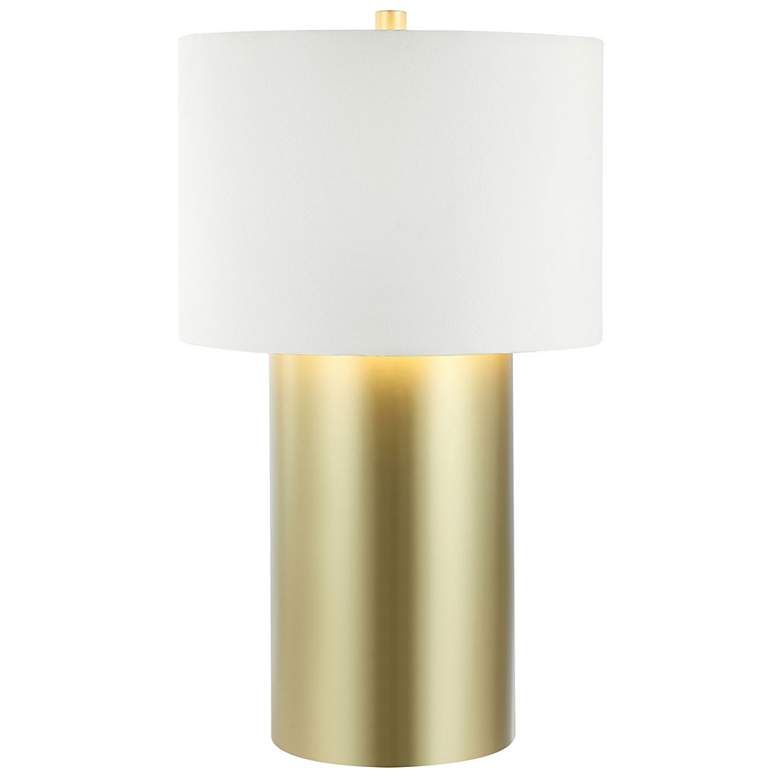 Image 1 Secret Agent 16" Painted Gold & White Leather Table Lamp