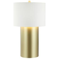 Secret Agent 16" Painted Gold & White Leather Table Lamp