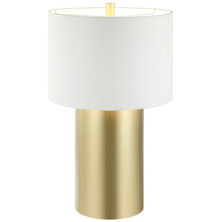 Image 2 Secret Agent 16" Painted Gold & White Leather Table Lamp more views