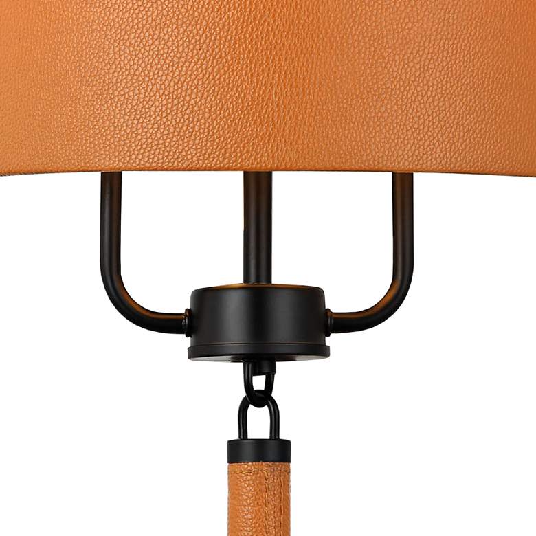 Image 2 Secret Agent 18" High Black with Camel Leather Wall Sconce more views