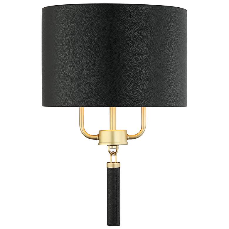 Image 1 Secret Agent 18"H Gold and Black Leather 2-Light Wall Sconce