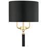 1_Secret Agent 18"H Gold and Black Leather 2-Light Wall Sconce