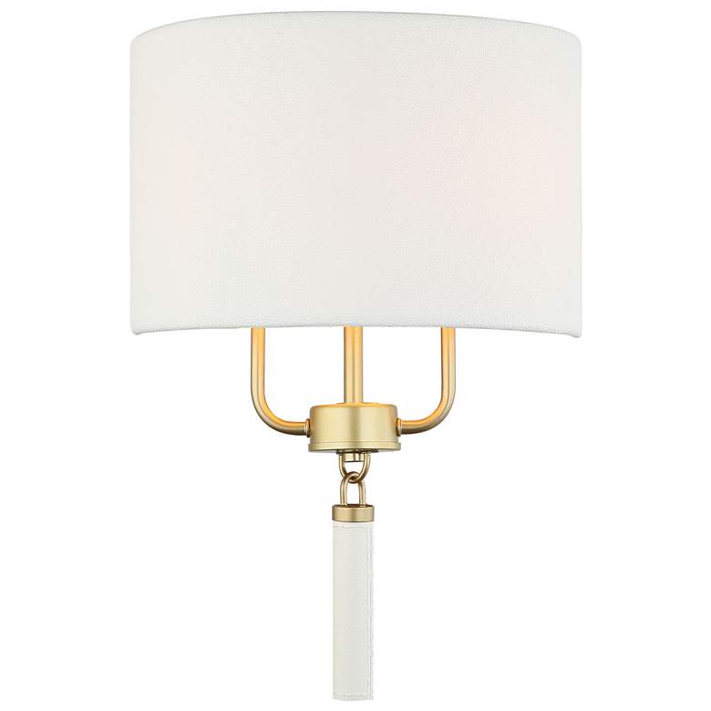 Image 1 Secret Agent 2-Lt Sconce - Painted Gold &#38; White Leather