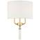 Secret Agent 2-Lt Sconce - Painted Gold & White Leather