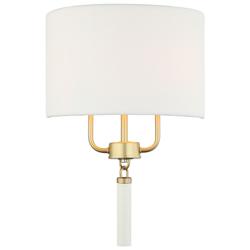 Secret Agent 2-Lt Sconce - Painted Gold &#38; White Leather