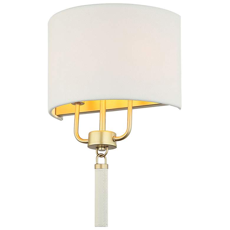 Image 2 Secret Agent 2-Lt Sconce - Painted Gold & White Leather more views