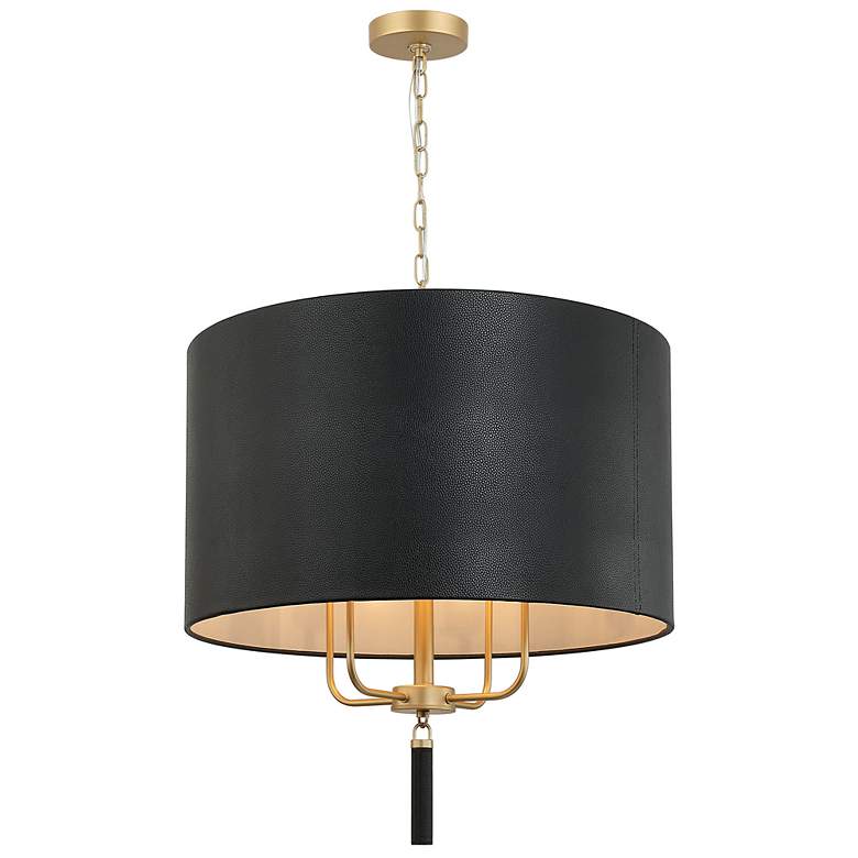 Image 2 Secret Agent 24" Wide Painted Gold and Black Drum Chandelier more views