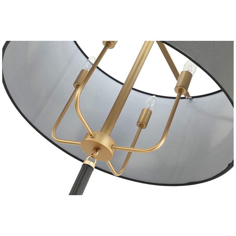 Image 3 Secret Agent 24" Wide Painted Gold and Black Drum Chandelier more views