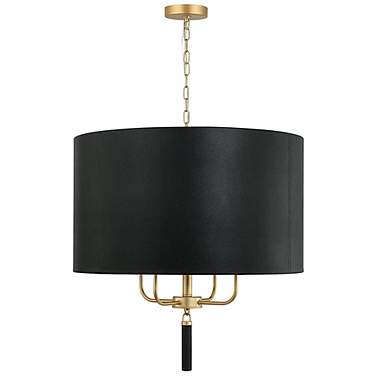 Secret Agent 24" Wide Painted Gold and Black Drum Chandelier