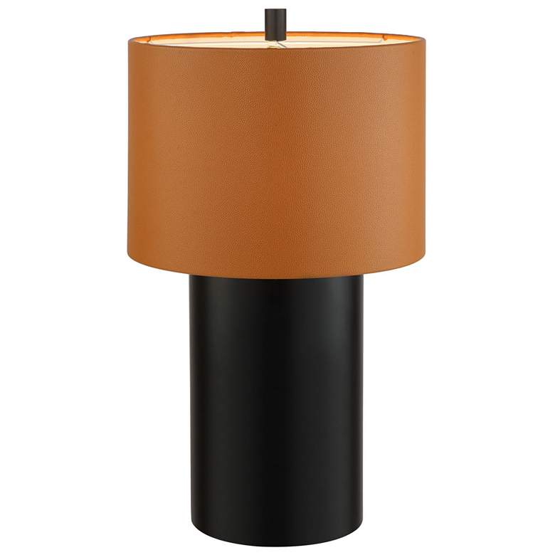 Image 2 Secret Agent 28" Black & Camel Leather Table Lamp more views