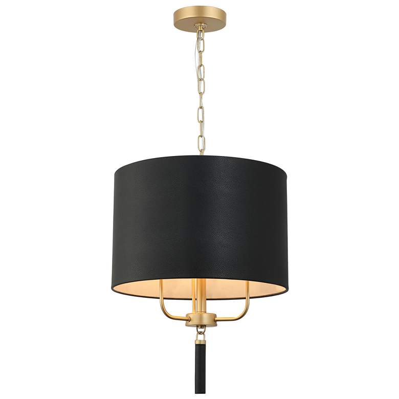 Image 2 Secret Agent 3-Lt Pendant - Painted Gold & Black Leather more views