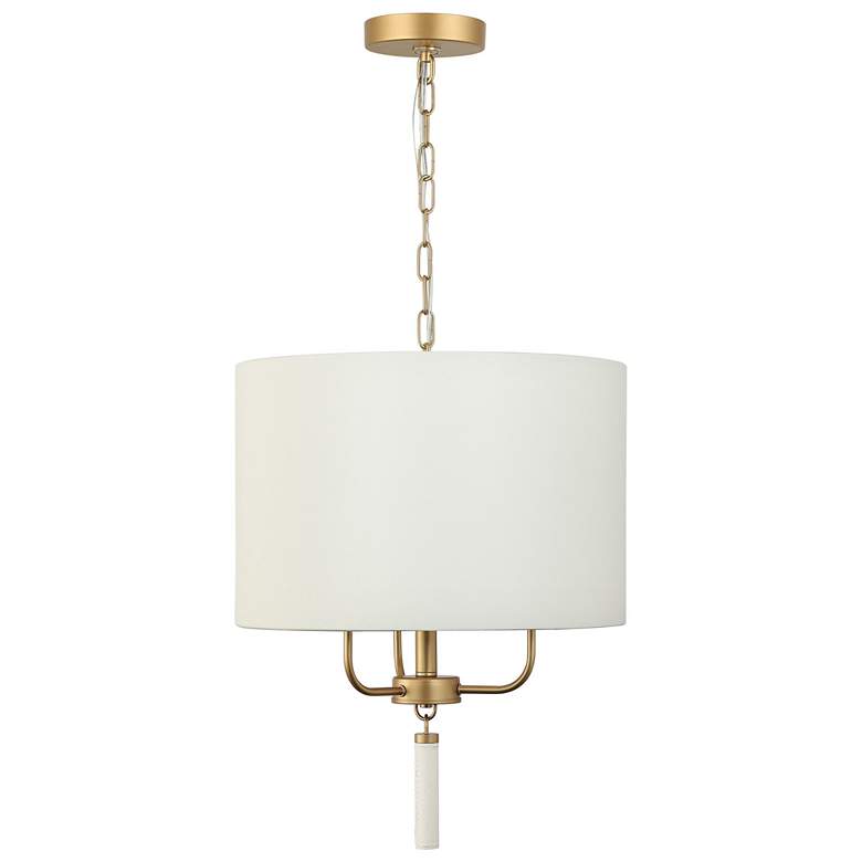 Image 1 Secret Agent 3-Lt Pendant - Painted Gold & White Leather