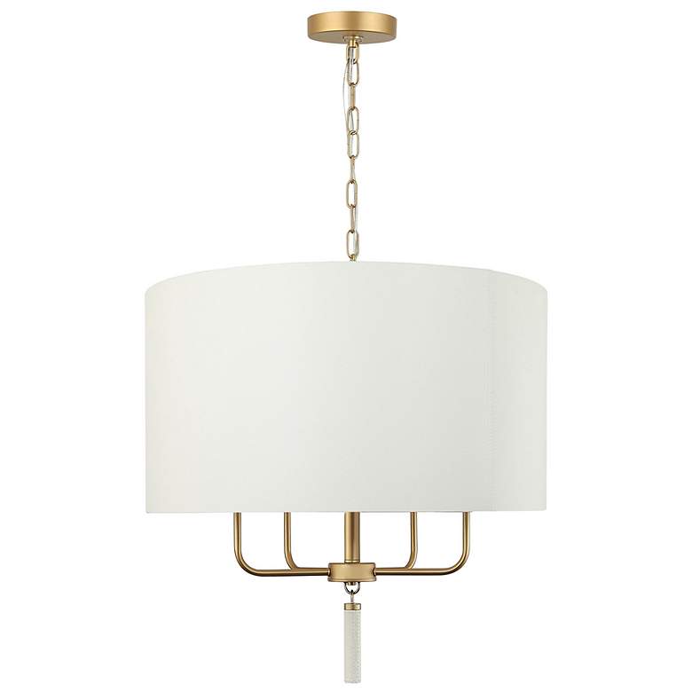 Image 1 Secret Agent 4-Lt Pendant - Painted Gold & White Leather